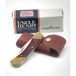 Schrade Uncle Henry LB7 Bear Paw Lock Blade Knife w Leather Sheath